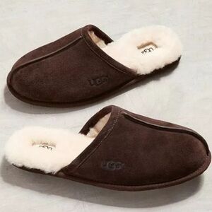 UGG Mens Scuff Dark Brown Suede Slipper Slides, New with Box, Size US 10